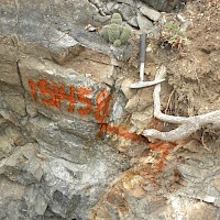 Diamante 2.  Calton Area. El Jacaloso 2 collapsed adit. Sample 151458.