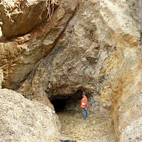 Diamante. Geologist at El Caso-La Olla north old workings.